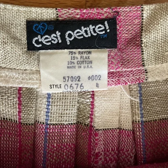 C’est Petite EUC Vintage Pleated Flax Blend Skirt - Picture 3 of 9